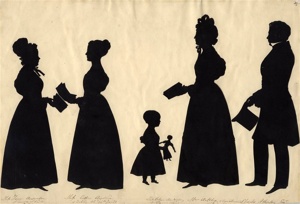 Jane Anderson; Esther Ainslie; Helena Anderson; Mrs Arkley; Charles Atherton by Augustin Edouart