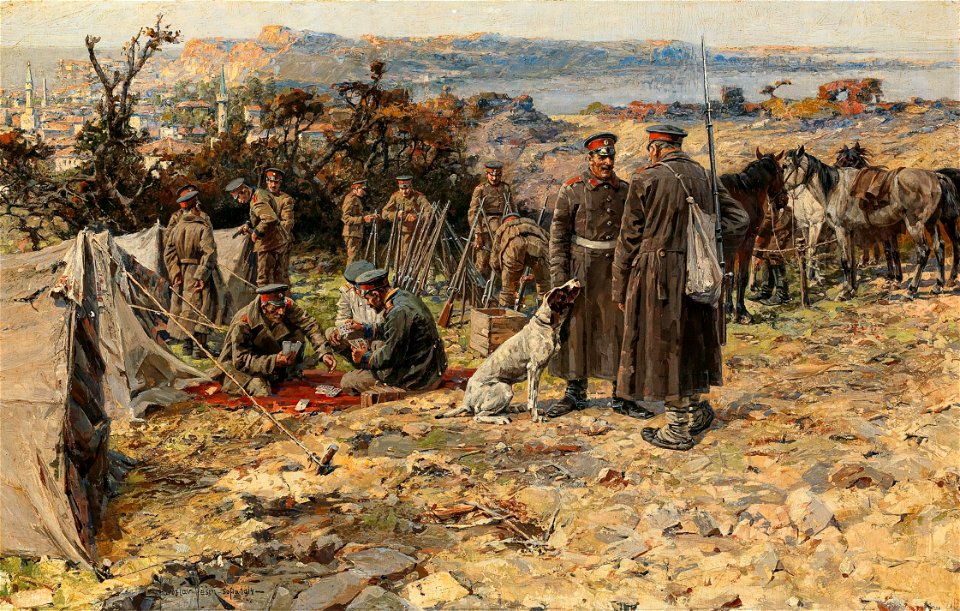 Jaroslav Věšín Biwak des ersten Kavallerie-Regiments Sofia am Golf von Saros 1914