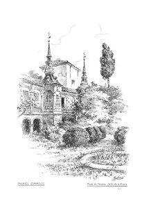 Jardín de la Vicaría, almanaque IEA 1913, pag., dibujo Mariano Pedrero
