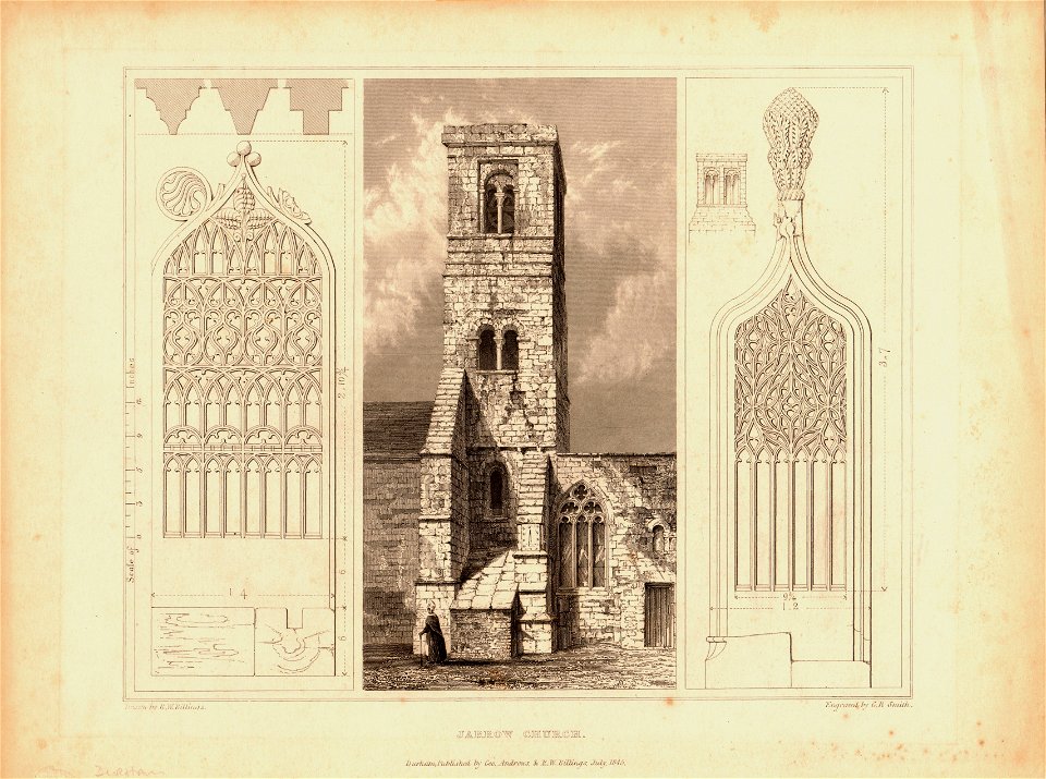 Jarrow Church Engraving 1845