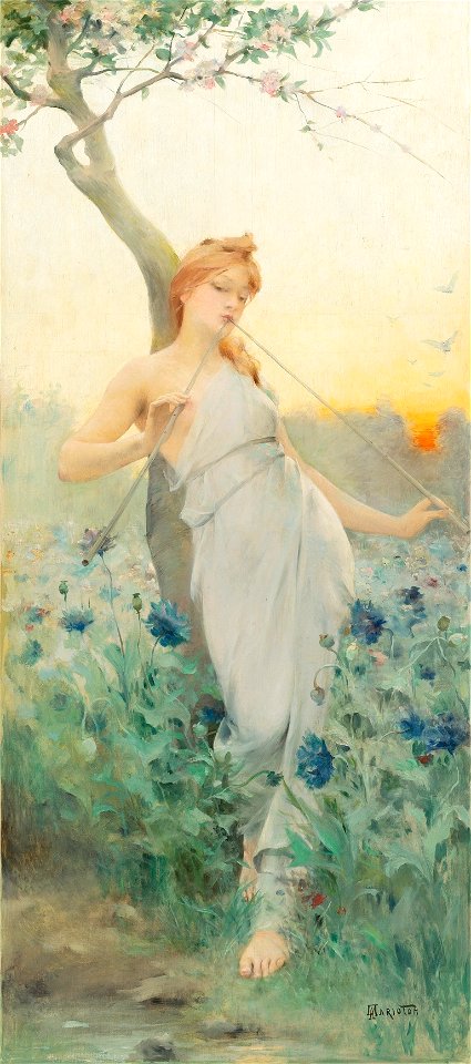 Jean Alfred Marioton - A Maiden Among The Flowers