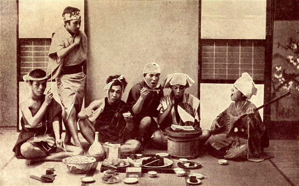 Japanese at dinner. Before 1902