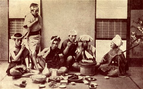 Japanese at dinner. Before 1902