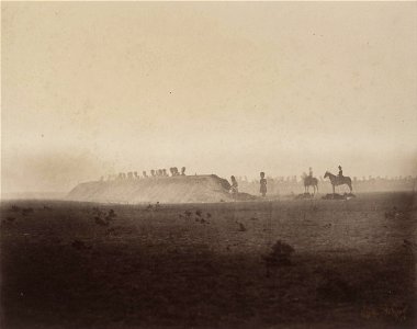 Jean Baptiste Gustave Le Gray - Guards behind Breastwork, Cavalry Maneuvers - Google Art Project