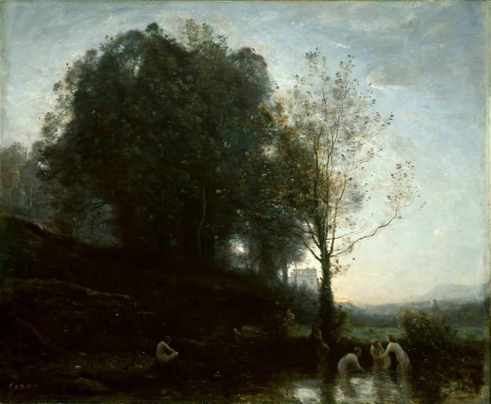 Jean Baptiste Camille Corot - Bathing Nymphs and Child - 1922.4454 - Art Institute of Chicago
