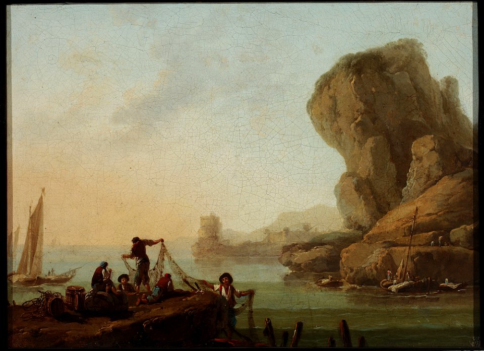 Jean Baptiste Pillement - Fishermen pulling nets at the seaside - M.Ob.402 - National Museum in Warsaw