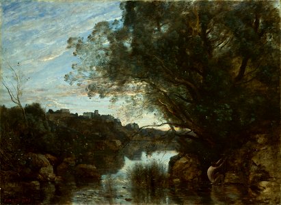 Jean Baptiste Camille Corot - Souvenir of the Environs of Lake Nemi - 1979.1280 - Art Institute of Chicago. Free illustration for personal and commercial use.