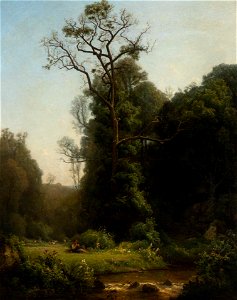 Landscape with Shepherd and Stream by Louis Aimé Japy