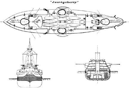 Jauréguiberry deck plan & hull section diagrams Brasseys 1897