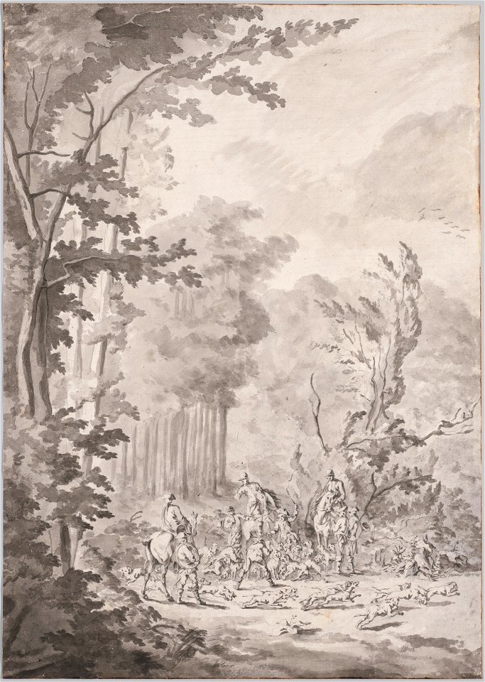 Jean Baptiste Martin, Le Vieux (French, 1659-1735) - A Hunting Party at Marly - 2017.211 - Cleveland Museum of Art