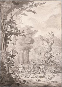 Jean Baptiste Martin, Le Vieux (French, 1659-1735) - A Hunting Party at Marly - 2017.211 - Cleveland Museum of Art