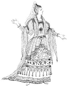 Jean Berain - 43 dessins de costume - 43 Costume de la grande prêtresse de Minerve pour le premier acte de 'Thésée' de Lully. Free illustration for personal and commercial use.