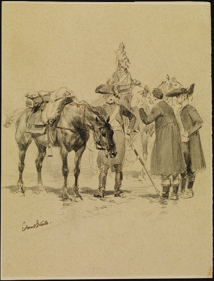 Jean Baptiste Edouard Detaille - Two Soldiers with Horses - Walters 372795