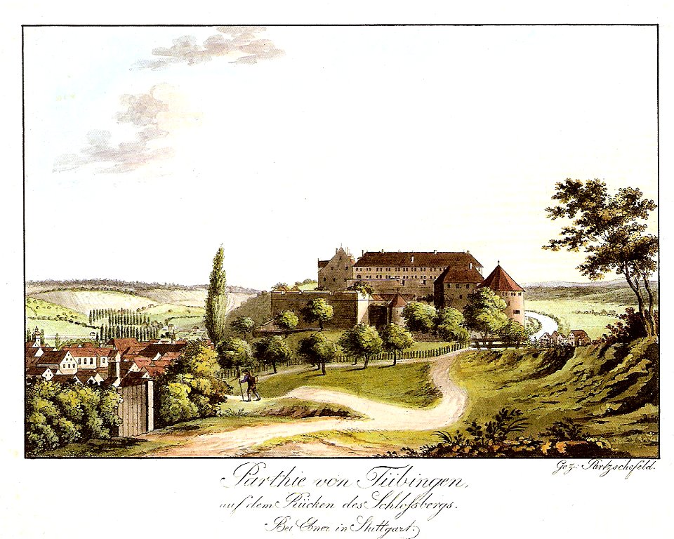 JC Partzschefeldt - Auf dem Rücken des Schloßbergs aquarRadierung ca.1800 Inv.205 (SW168)