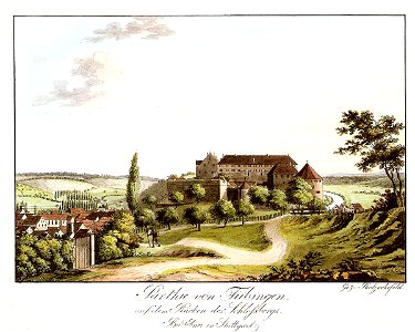 JC Partzschefeldt - Auf dem Rücken des Schloßbergs aquarRadierung ca.1800 Inv.205 (SW168)