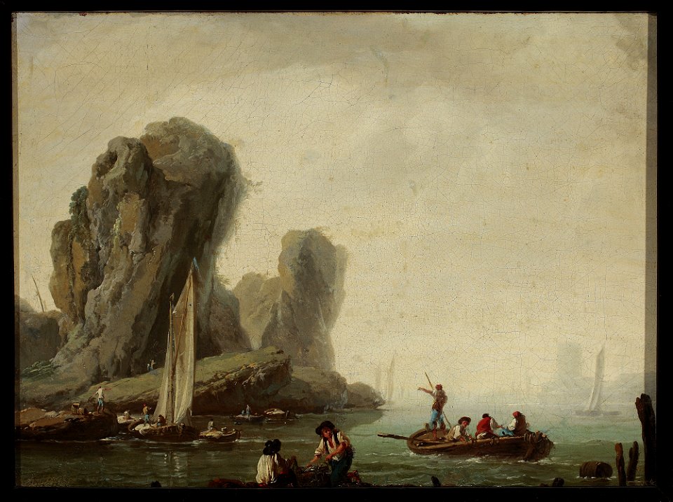 Jean Baptiste Pillement - View of the sea with fishing boats - M.Ob.403 - National Museum in Warsaw