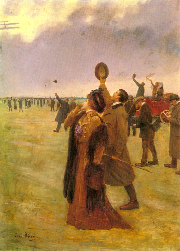 Jean Béraud Envole d'un Biplan Type Wright