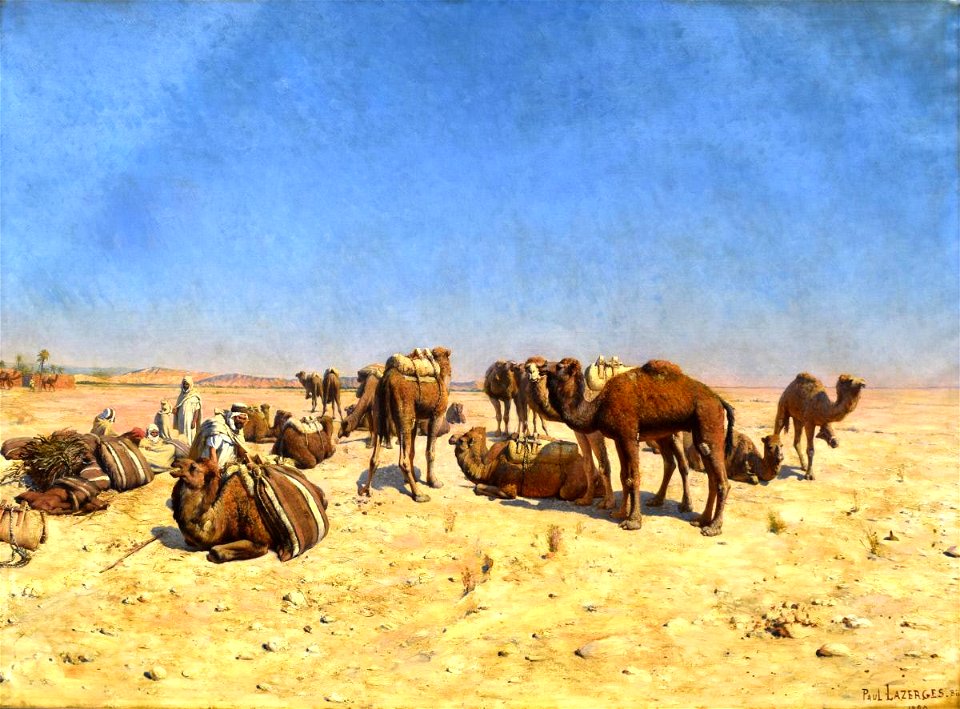 Jean Baptiste Paul Lazerges - Arabian Caravan at Rest, Biskra - 1926.554.1 - Reading Public Museum