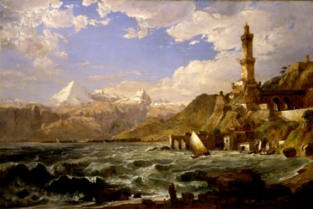 Jasper Francis Cropsey - The Coast of Genoa - Google Art Project. Free illustration for personal and commercial use.