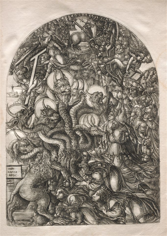 Jean Duvet (French, 1485-1561) - The Apocalypse, The Beast with Seven Heads and Ten Horns - 1953.213.22 - Cleveland Museum of Art