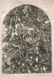 Jean Duvet (French, 1485-1561) - The Apocalypse, The Beast with Seven Heads and Ten Horns - 1953.213.22 - Cleveland Museum of Art
