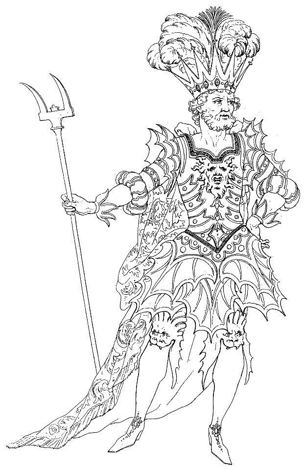 Jean Berain - 43 dessins de costume - 39 Costume de Pluton pour l'acte IV de la tragédie en musique 'Alceste' de Lully