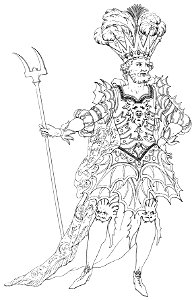 Jean Berain - 43 dessins de costume - 39 Costume de Pluton pour l'acte IV de la tragédie en musique 'Alceste' de Lully