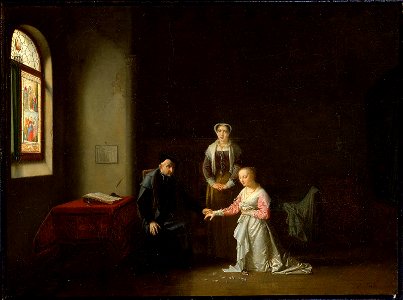 Jean Baptiste Mallet - Young Woman Kneeling Before a Priest - 1982.640 - Museum of Fine Arts
