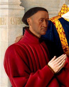 Jean Fouquet - Etienne Chevalier with St. Stephen - detail 01. Free illustration for personal and commercial use.