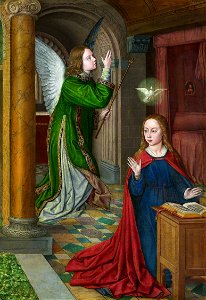 Jean Hey, (the Master of Moulins) - The Annunciation - 1933.1062 - Art Institute of Chicago. Free illustration for personal and commercial use.