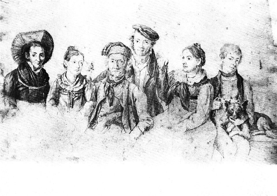 JB Isenring - Gruppenbild der Fam Isenring ca.1823 Bleistift aP (FPh47)