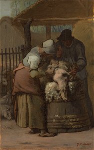 Jean François Millet - The Sheepshearers - 1922.417 - Art Institute of Chicago. Free illustration for personal and commercial use.