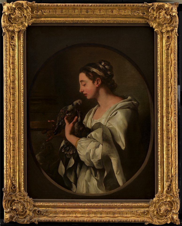 Jean Francois de Troy - L'Amour conjugal. A Young Woman with two Doves. An Allegory of Conjugal Love - KMS12 - Statens Museum for Kunst