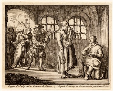 Jaques d´Auchy neemt in de gevangenis te Leeuwarden afscheid van zijn vrouw, objectnr A 41919
