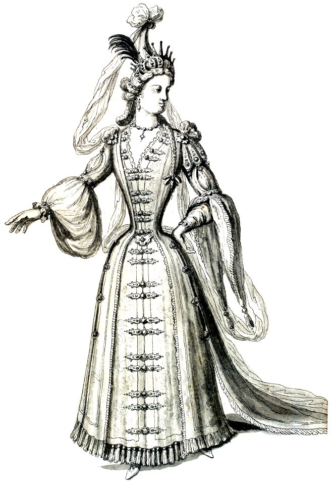 Jean Berain - 43 dessins de costume - 24 Costume féminin