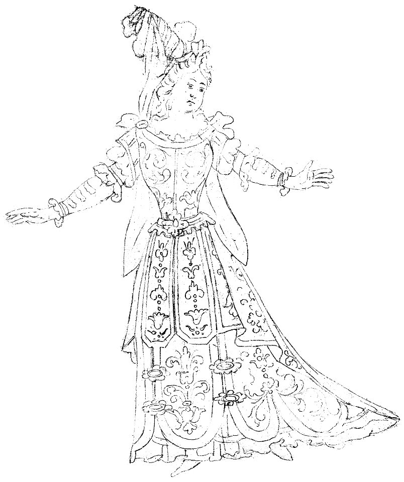 Jean Berain - 43 dessins de costume - 11 Costume féminin