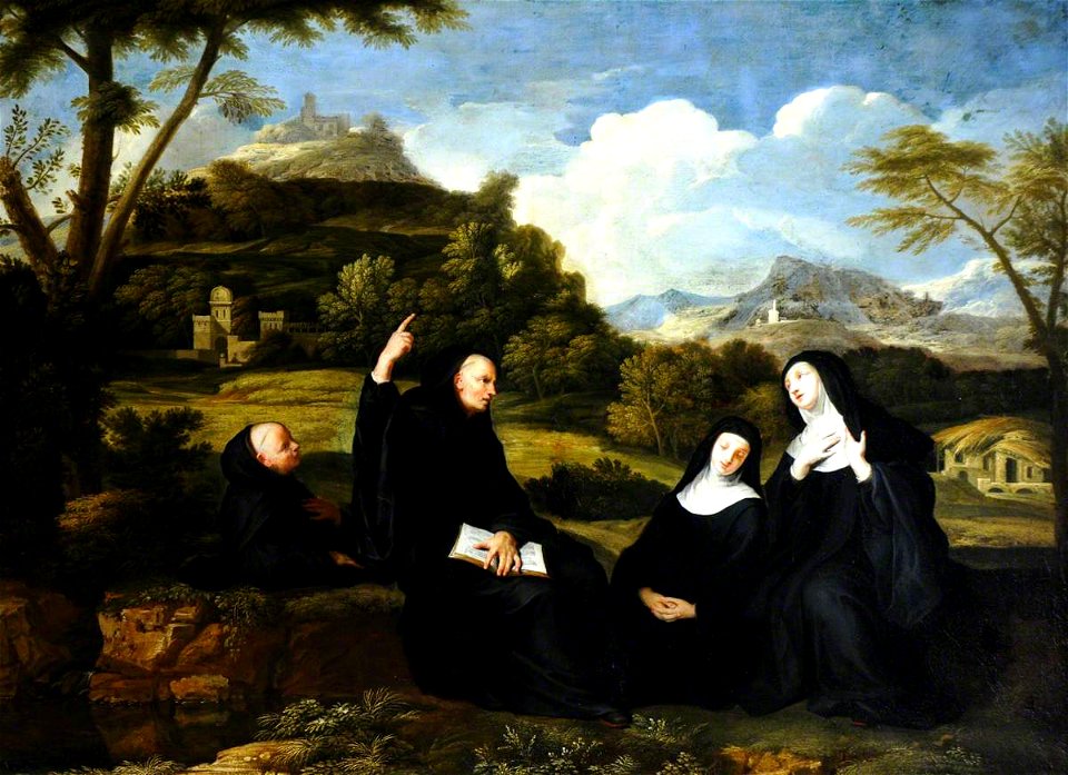 Jean Baptiste de Champaigne (1631-1681) (attributed to) - Saint Benedict and Saint Scholastica and Two Companions in a Landscape - 290251 - National Trust