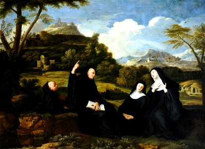 Jean Baptiste de Champaigne (1631-1681) (attributed to) - Saint Benedict and Saint Scholastica and Two Companions in a Landscape - 290251 - National Trust