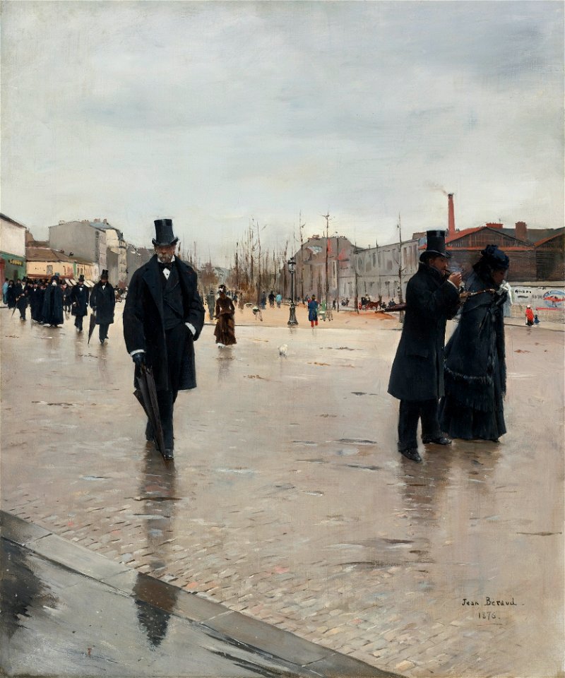Jean Béraud - Leaving Montmartre Cemetery. Free illustration for personal and commercial use.