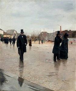 Jean Béraud - Leaving Montmartre Cemetery. Free illustration for personal and commercial use.