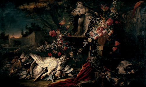 Jean Baptiste Oudry - Death nature with shooting gear and flowers I - Google Art Project