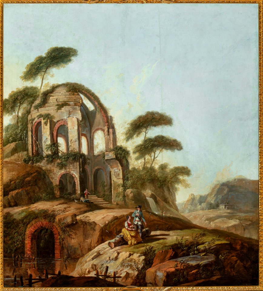 Jean Baptiste Pillement - Landscape with the ruins of the Temple of Minerva Medica in Rome - 129902 - National Museum in Warsaw