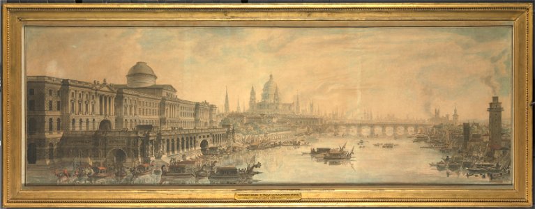 Jean Louis Desprez - Somerset House, Saint Paul's Cathedral and Blackfriar's Bridge - Google Art Project