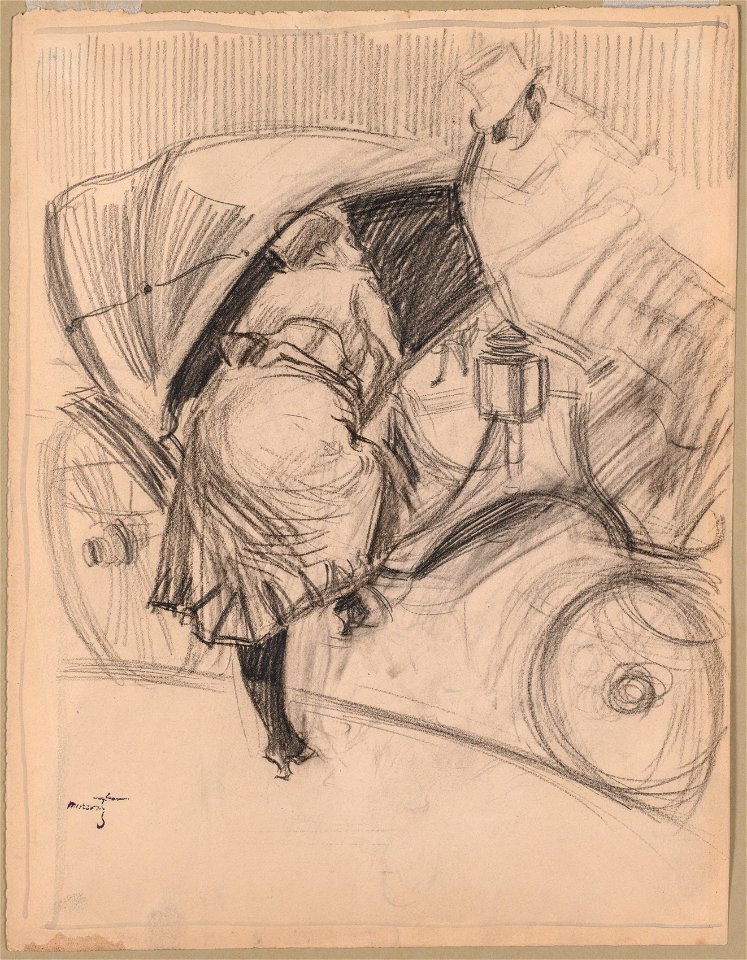 Jean Louis Forain (French, 1852-1931) - Woman Entering a Fiacre - 2018.45.a - Cleveland Museum of Art