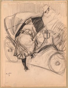 Jean Louis Forain (French, 1852-1931) - Woman Entering a Fiacre - 2018.45.a - Cleveland Museum of Art
