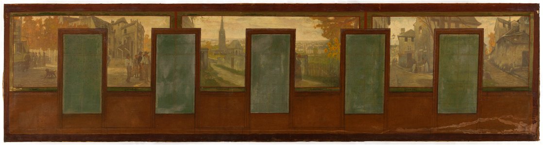 Jean Joseph Enders - Esquisse pour la mairie de Vanves , Vues de Vanves. Tramway. Place de Vanves. Le sentier du château. - PPP3985 - Musée des Beaux-Arts de la ville de Paris