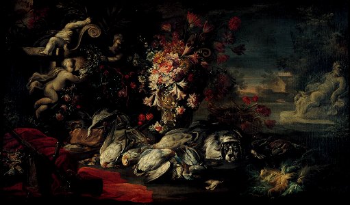 Jean Baptiste Oudry - Death nature with shooting gear and flowers II - Google Art Project