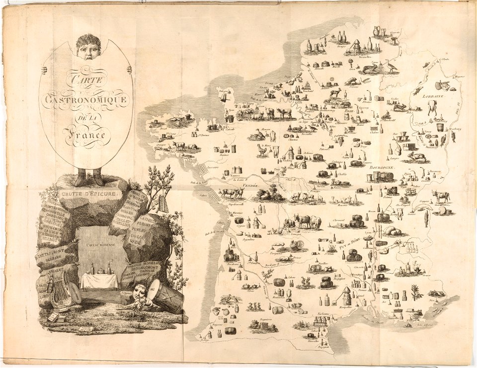 Jean François Tourcaty, Carte Gastronomique de la France, 1809 Cornell CUL PJM 1033 01