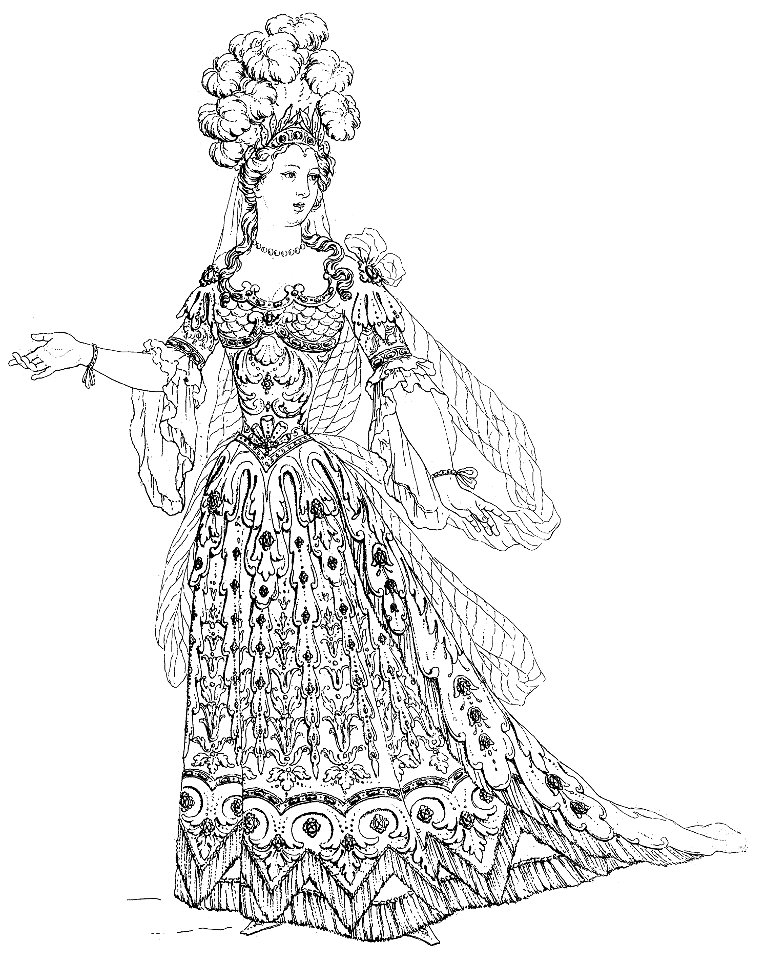 Jean Berain - 43 dessins de costume - 41 Costume de Cyanée pour la tragédie en musique 'Proserpine' (1680) de Lully