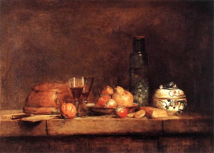 Jean Siméon Chardin - Still-Life with Jar of Olives - WGA04777. Free illustration for personal and commercial use.